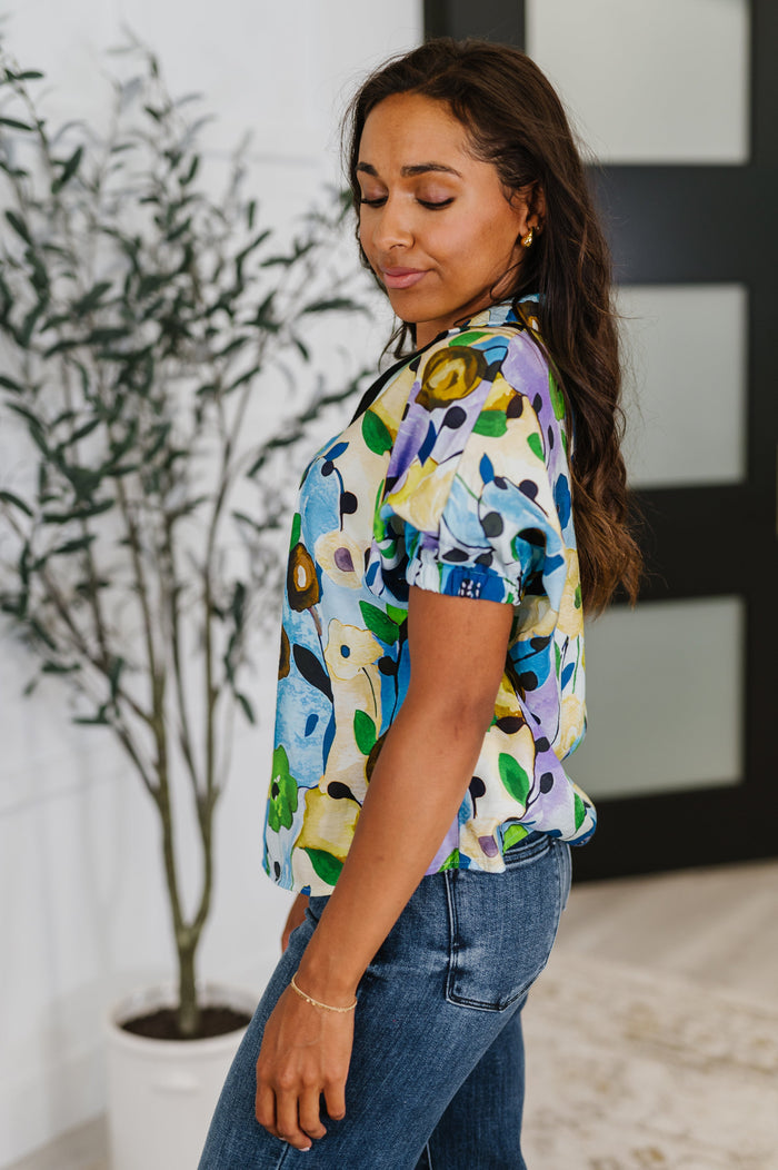 Fielding Questions Floral Top T-Shirt Ave Shops- Tilden Co.