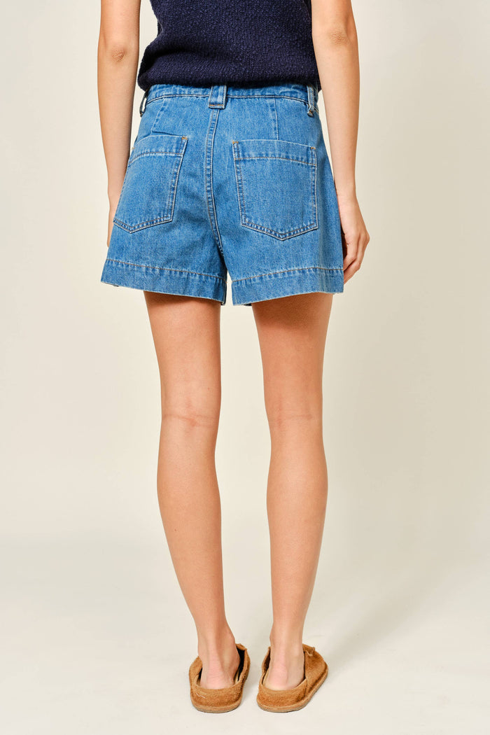 Flare Denim Shorts Shorts Aaron & Amber- Tilden Co.