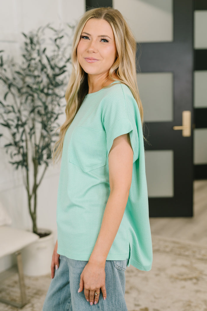Foundation First Waffle Knit Relaxed Tee in Mint Womens Ave Shops- Tilden Co.