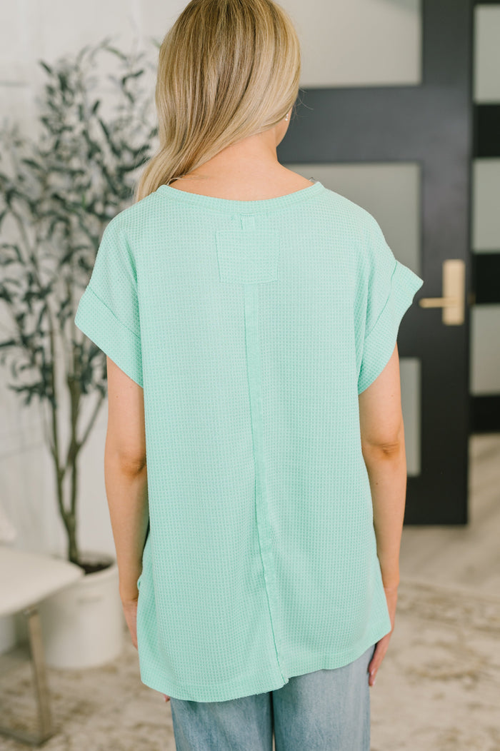 Foundation First Waffle Knit Relaxed Tee in Mint Womens Ave Shops- Tilden Co.