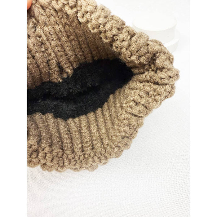 Fur Lined Pompom Crochet Beanies Love and Repeat- Tilden Co.