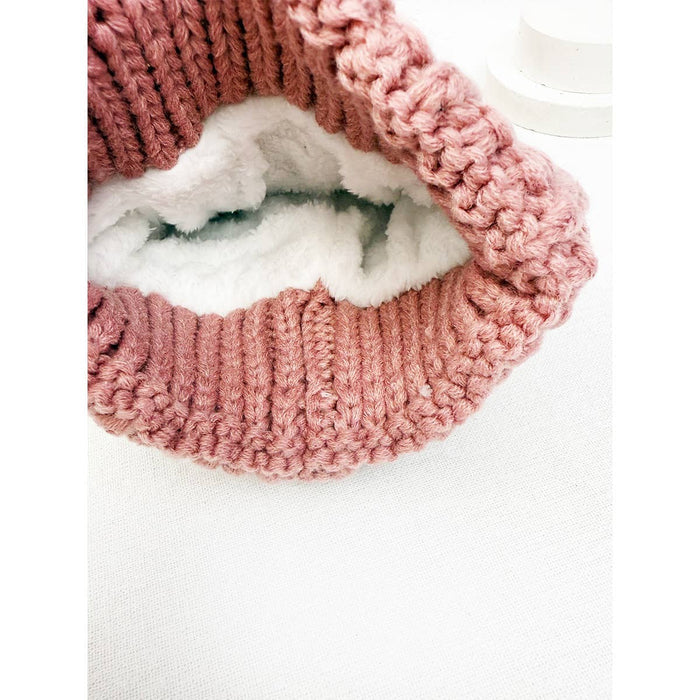 Fur Lined Pompom Crochet Beanies Love and Repeat- Tilden Co.