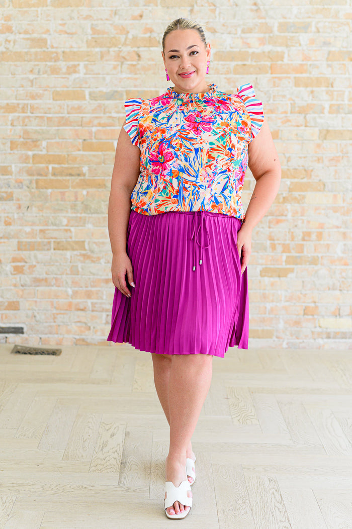 Get Out of Town Ruffle Sleeve Top Blouse Ave Shops- Tilden Co.