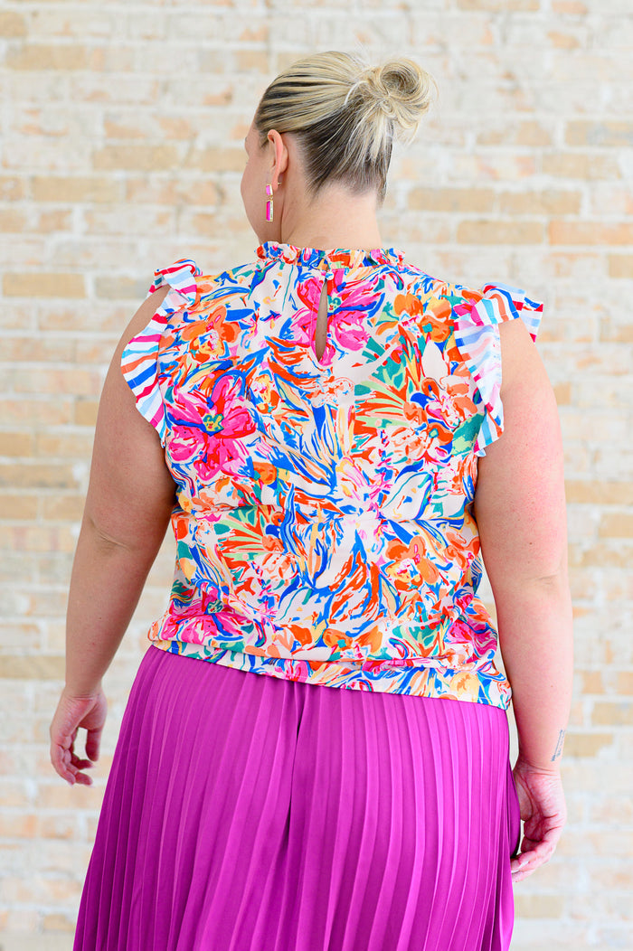 Get Out of Town Ruffle Sleeve Top Blouse Ave Shops- Tilden Co.