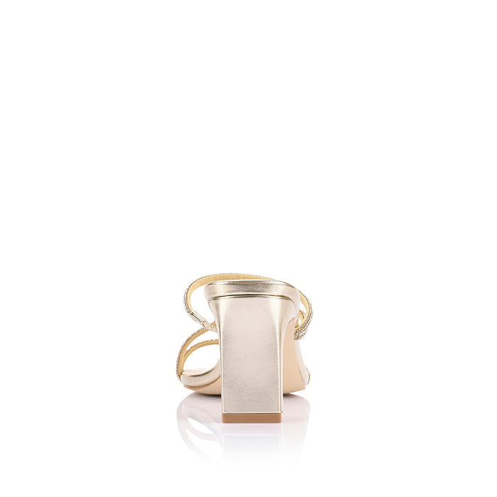 Ginger Block Heel Mules - Champagne Gold