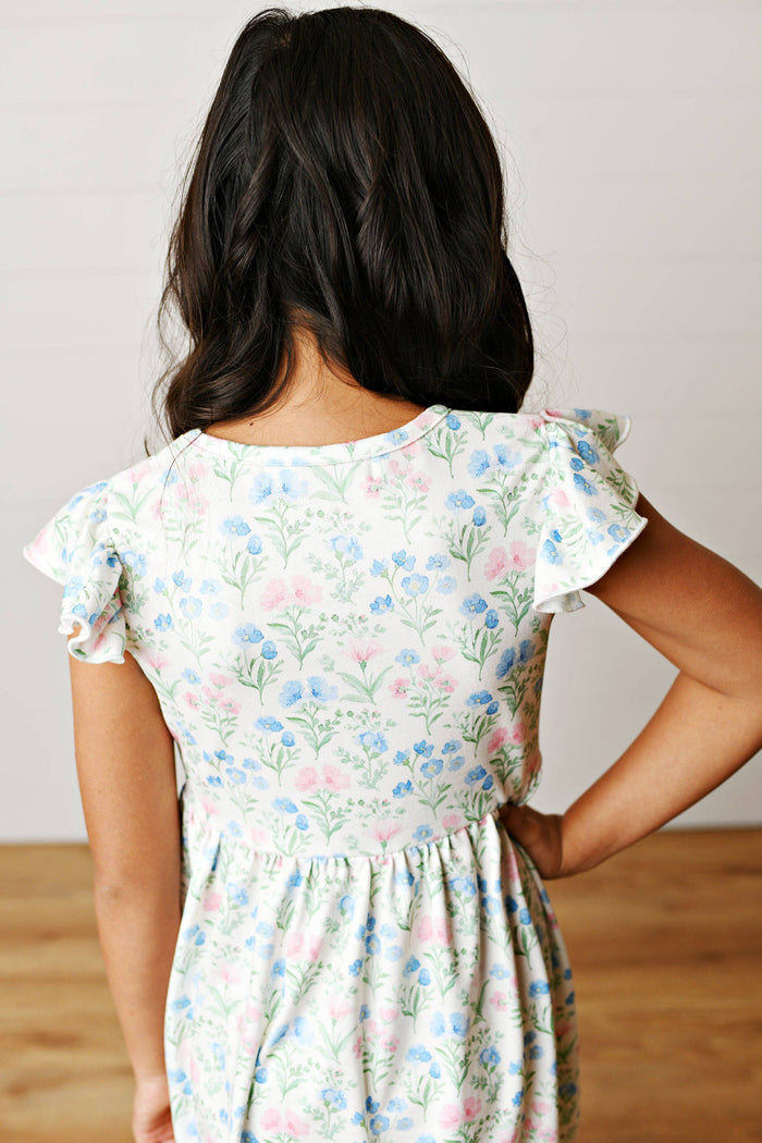 Girl's - Light Blue Flutter Dress Girl's Dress Adorable Sweetness- Tilden Co.