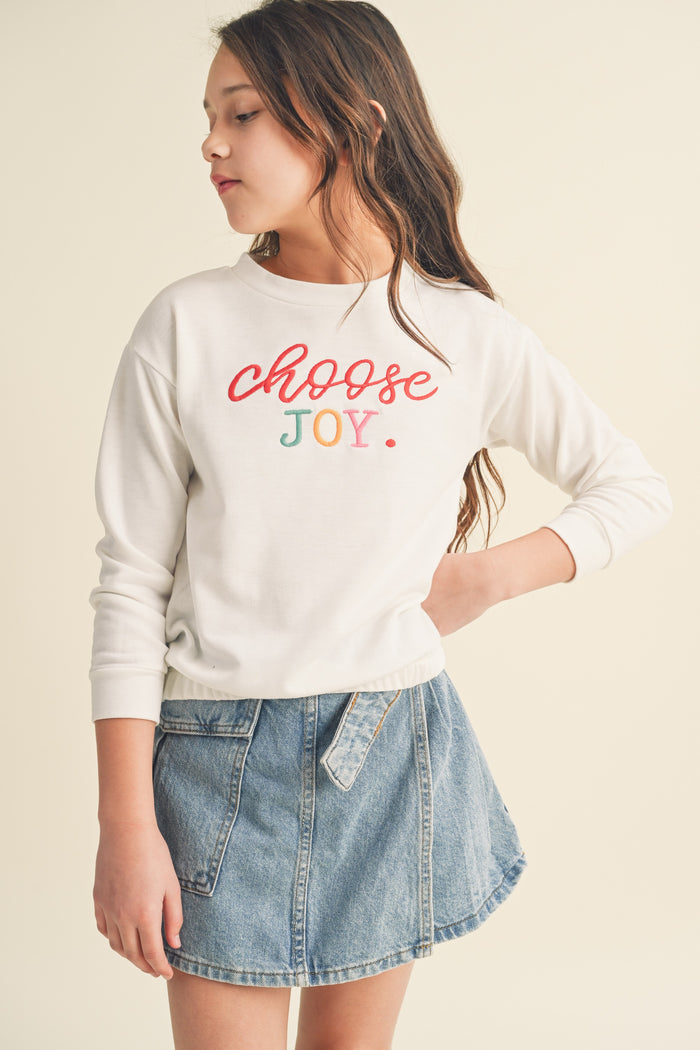Girls Choose Joy Sweater Sweater Heart and Arrow- Tilden Co.