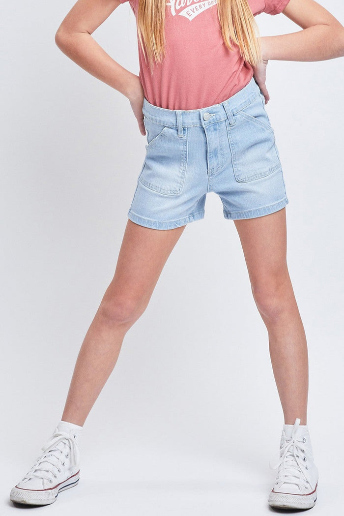 Girls High Rise Denim Shorts With Porkchop Pockets - Final Sale Shorts YMI Jeanswear- Tilden Co.