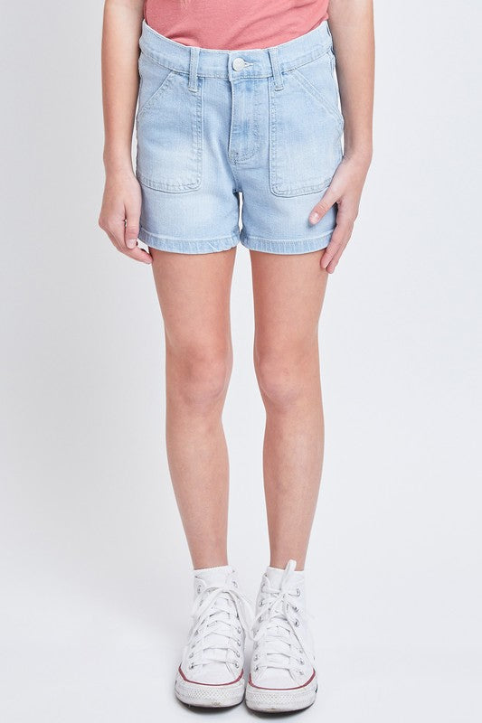 Girls High Rise Denim Shorts With Porkchop Pockets - Final Sale Shorts YMI Jeanswear- Tilden Co.