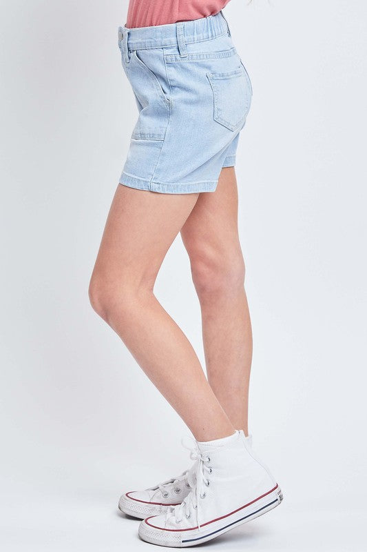 Girls High Rise Denim Shorts With Porkchop Pockets - Final Sale Shorts YMI Jeanswear- Tilden Co.