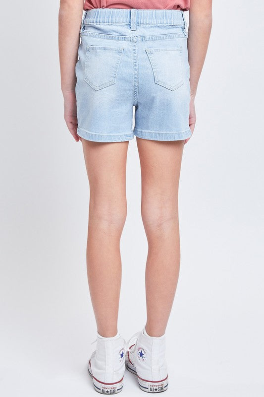 Girls High Rise Denim Shorts With Porkchop Pockets - Final Sale Shorts YMI Jeanswear- Tilden Co.