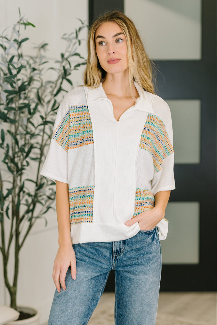 Good For Me Collared Knit Top Womens Ave Shops- Tilden Co.