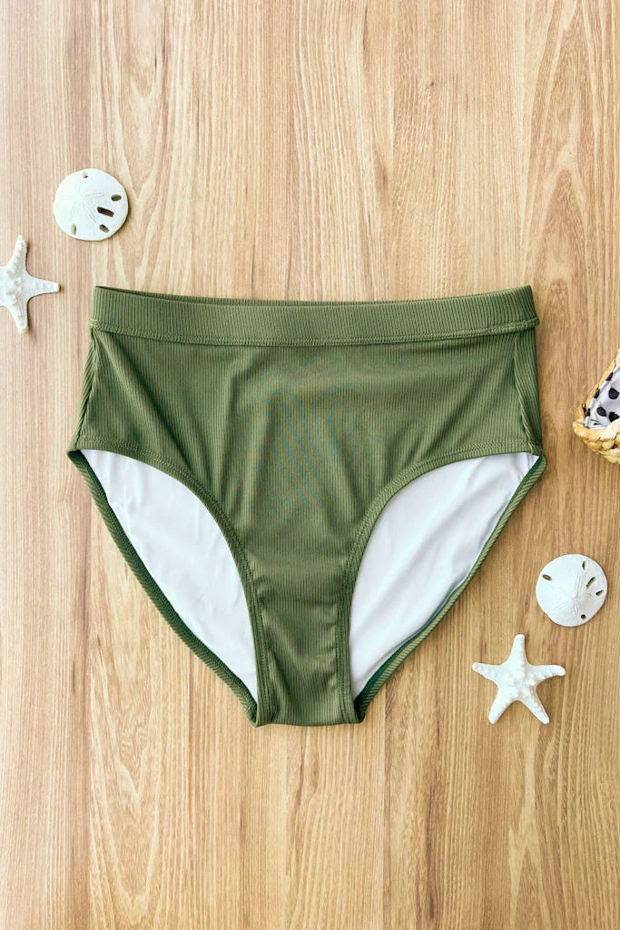 Green Ribbed Swim Bottoms Swim Bottom Mack and Mal- Tilden Co.