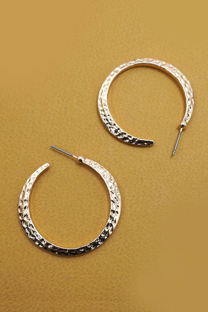 Hammered Gold Hoop Earrings | 31E50216 Gold Gold JOSSLYN by wall to wall- Tilden Co.