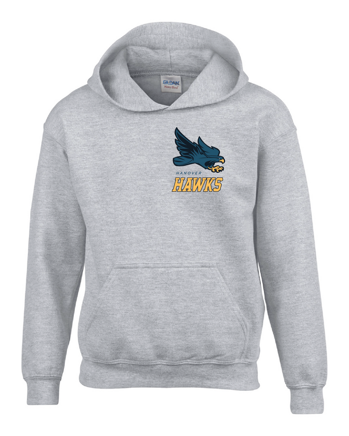 Hanover Gray Hoodie - Flying Hawk Full Front/Left Chest
