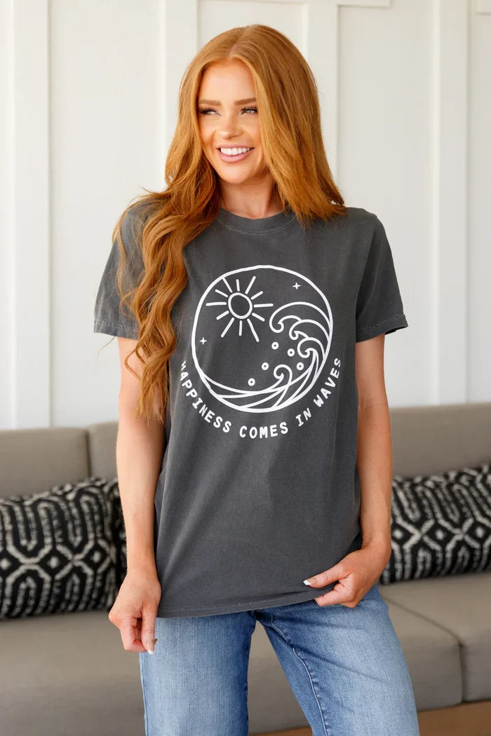 Happiness Comes in Waves Tee T-Shirt Ave Shops- Tilden Co.