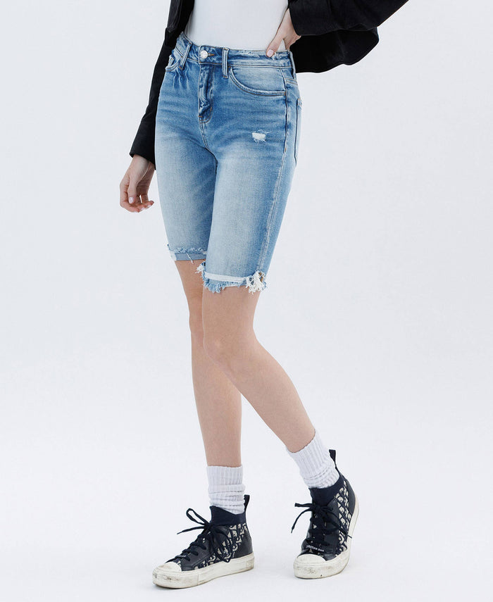 High Rise Raw Hem Bermudas XS XS Shorts VERVET by FLYING MONKEY- Tilden Co.