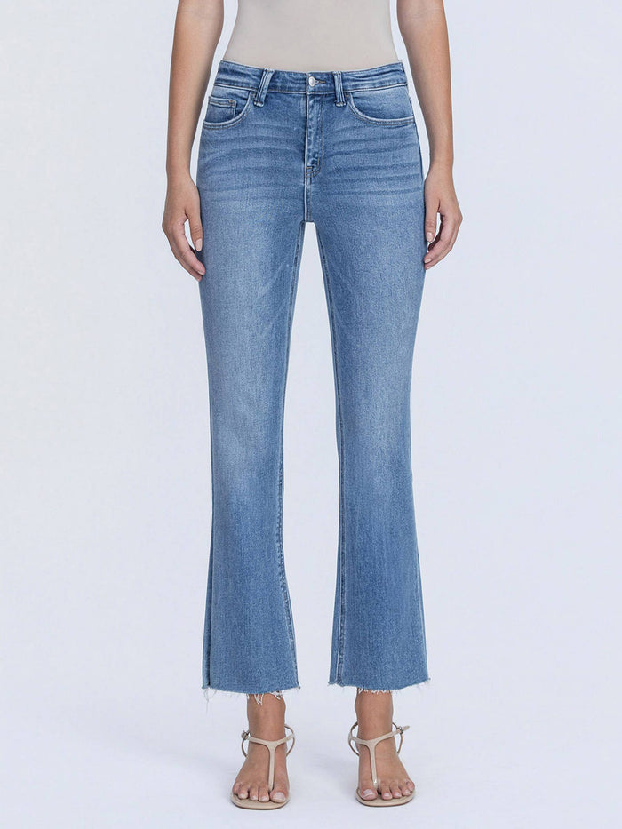 High Rise Raw Hem Crop Flare Jeans 24 24 Jeans VERVET by FLYING MONKEY- Tilden Co.