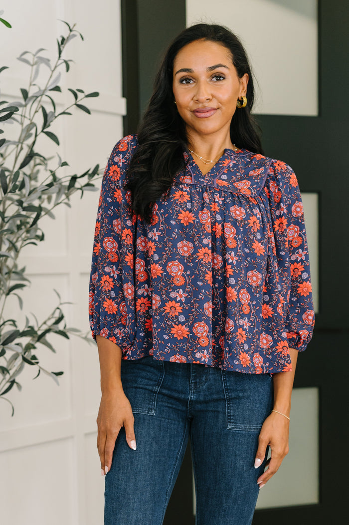 Hitherto Unknown Floral Babydoll Blouse Blouse Ave Shops- Tilden Co.
