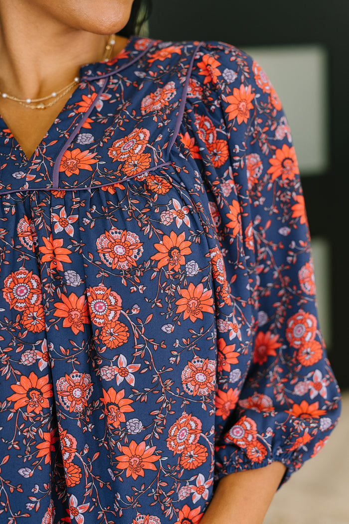 Hitherto Unknown Floral Babydoll Blouse Blouse Ave Shops- Tilden Co.