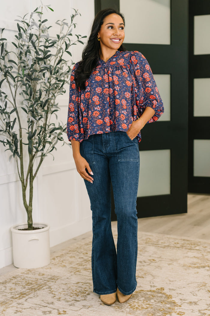 Hitherto Unknown Floral Babydoll Blouse Blouse Ave Shops- Tilden Co.