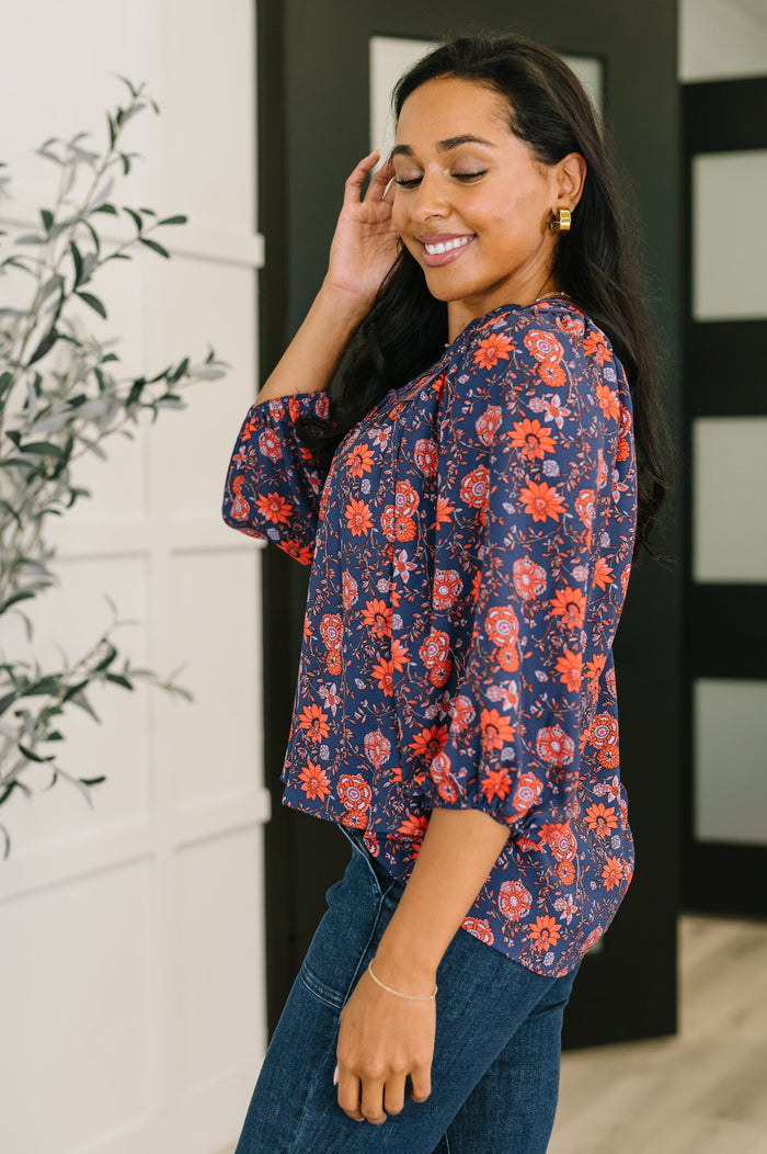 Hitherto Unknown Floral Babydoll Blouse Blouse Ave Shops- Tilden Co.