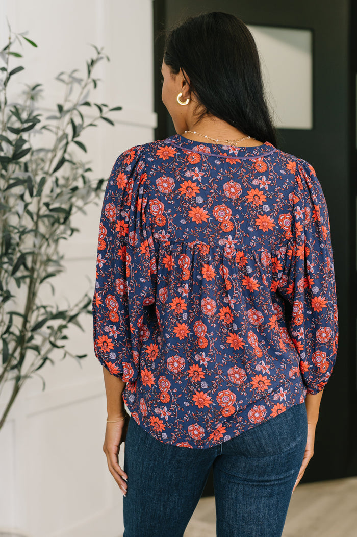 Hitherto Unknown Floral Babydoll Blouse Blouse Ave Shops- Tilden Co.