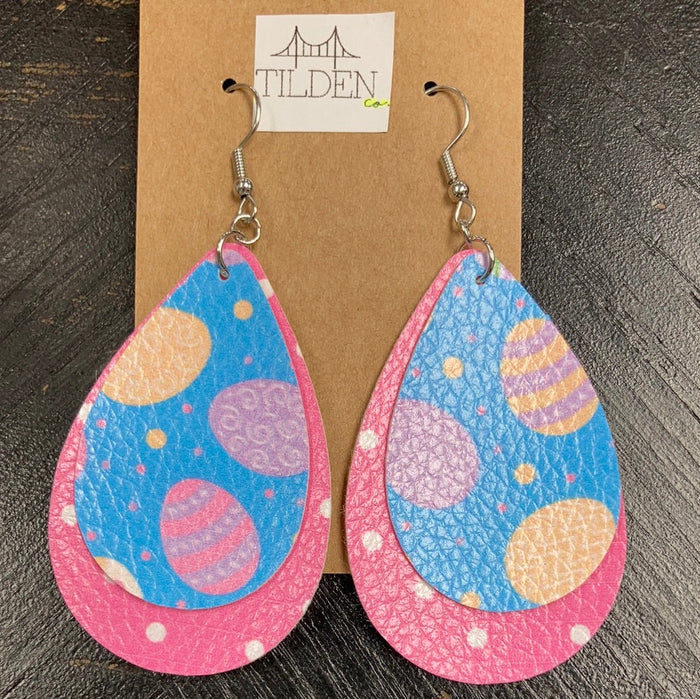 Hot Pink Easter Egg Earrings earring Daydreamer Creations- Tilden Co.