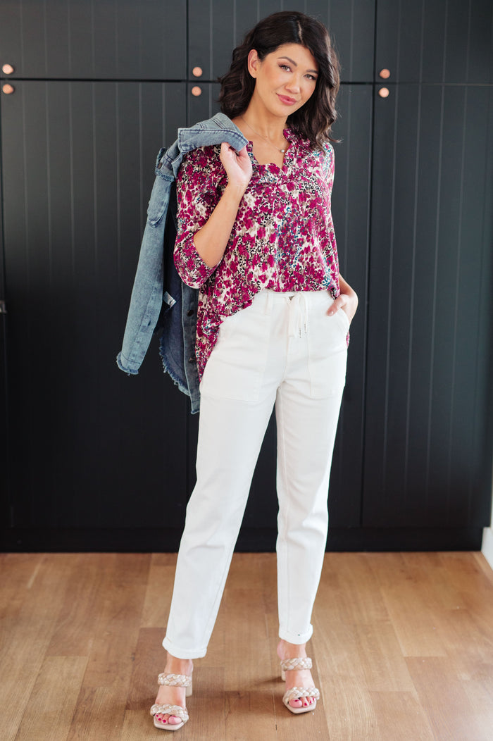 I Think Different Top in Abstract Magenta Long Sleeve Top Ave Shops- Tilden Co.