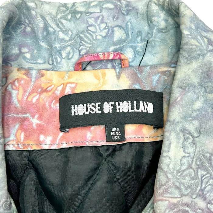 Jacket Leather By House Of Holland In Rainbow Print, Size: S