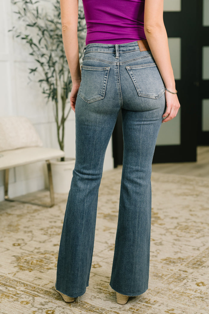 Jackie Mid Rise Flare Jean with Front Flap Pockets Womens Ave Shops- Tilden Co.