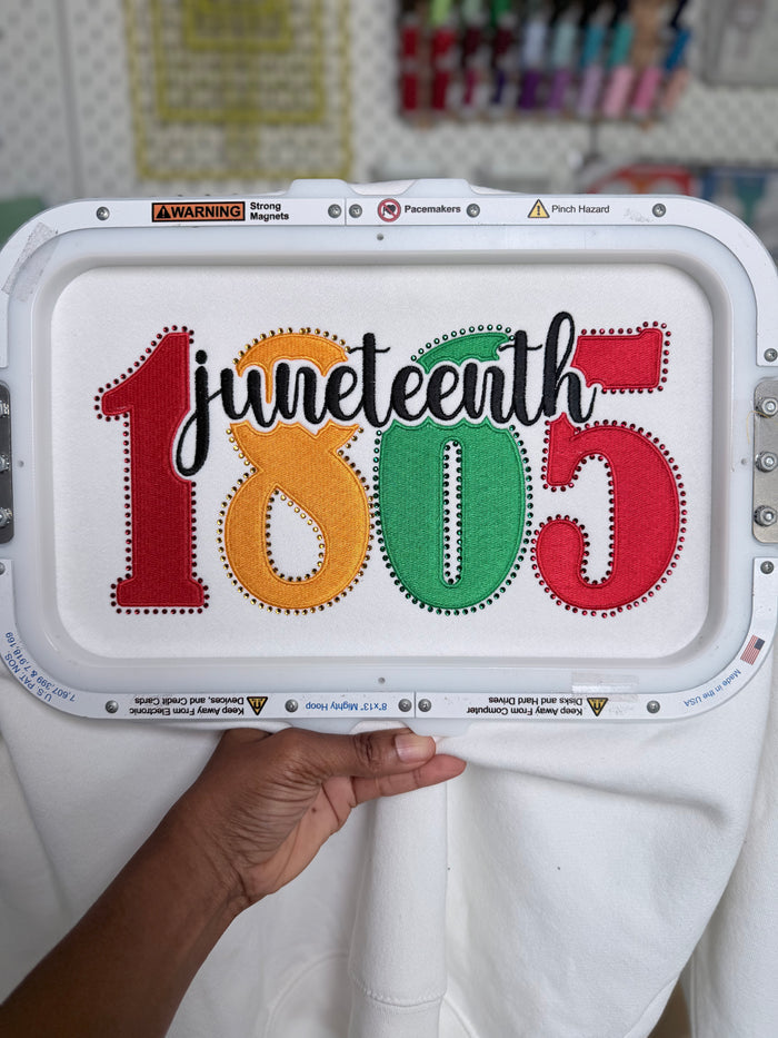Juneteenth Embroidery Design & 10 ss Rhinestone bling Template