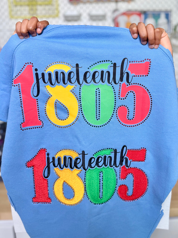 Juneteenth Embroidery Design & 10 ss Rhinestone bling Template