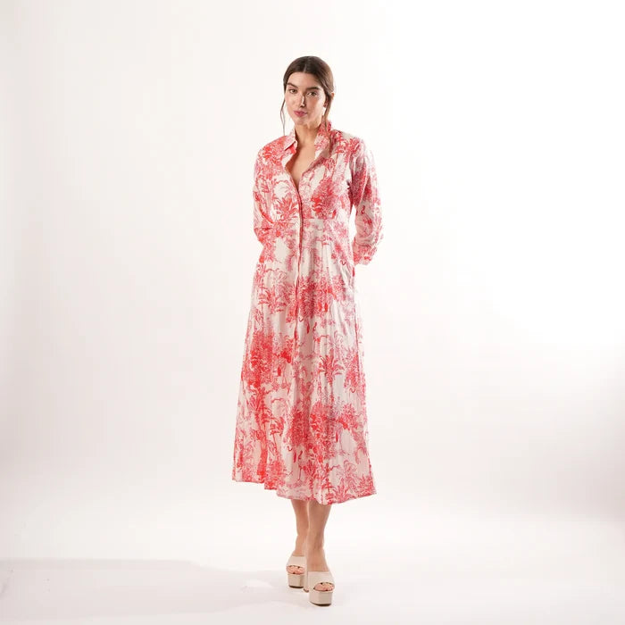 Jungle Toile Red Dress