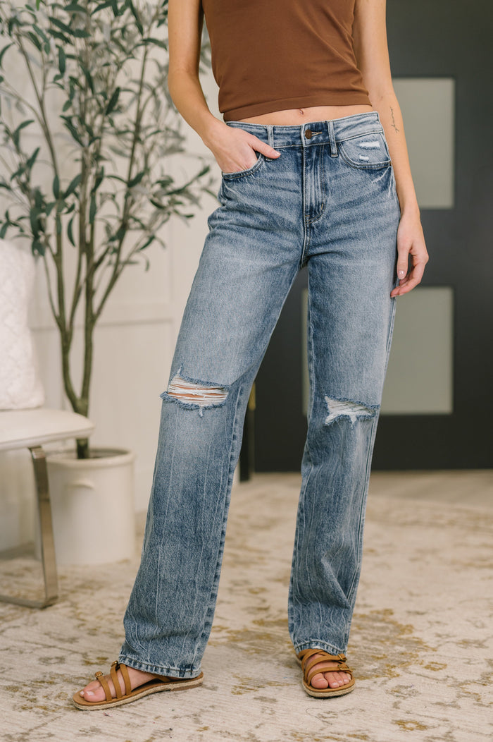 Kayla High Waist Rigid Magic Slim Straight Jeans Ave Shops- Tilden Co.