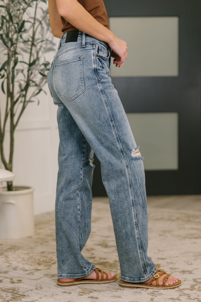 Kayla High Waist Rigid Magic Slim Straight Jeans Ave Shops- Tilden Co.