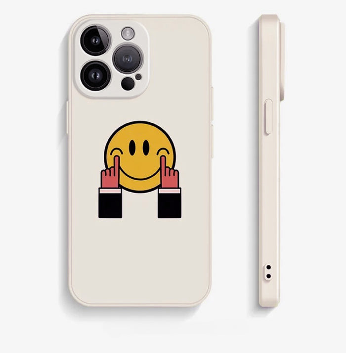 Front view of Keep Smiling Case. Minimalist positive-message graphic on a flexible premium silicone base.