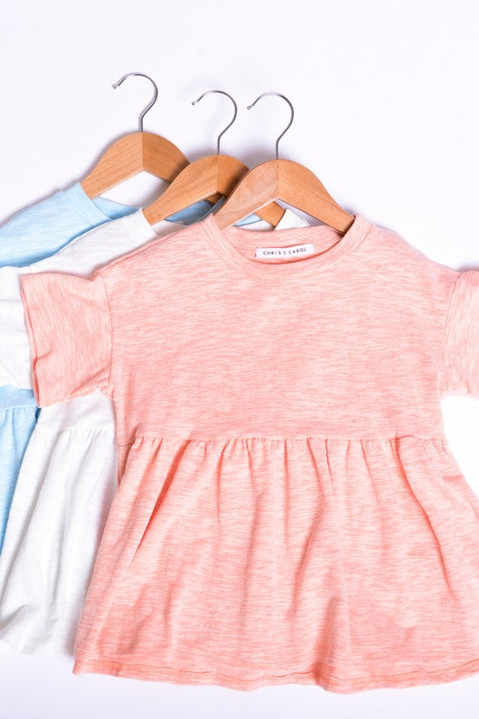 Kids Cotton Blend Short Sleeve Top - Pink T-Shirt Chris and Carol- Tilden Co.