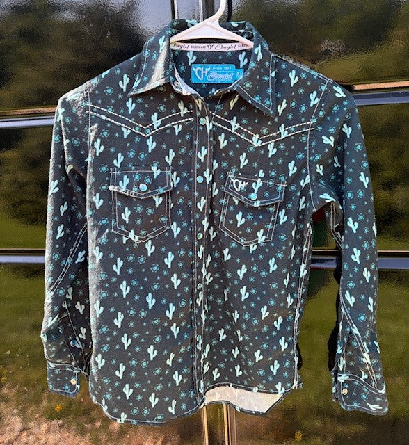 Kid's Cowgirl Hardware Cactus Design Pearl Snap