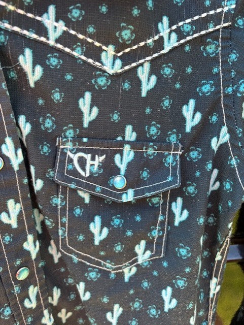 Kid's Cowgirl Hardware Cactus Design Pearl Snap