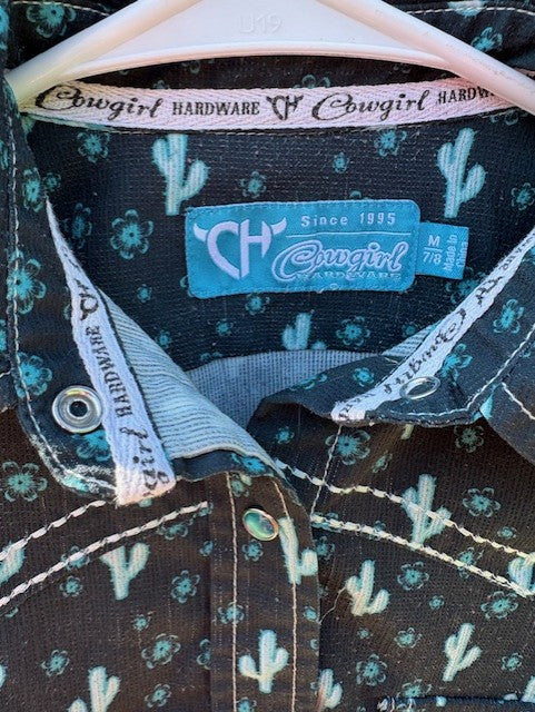 Kid's Cowgirl Hardware Cactus Design Pearl Snap