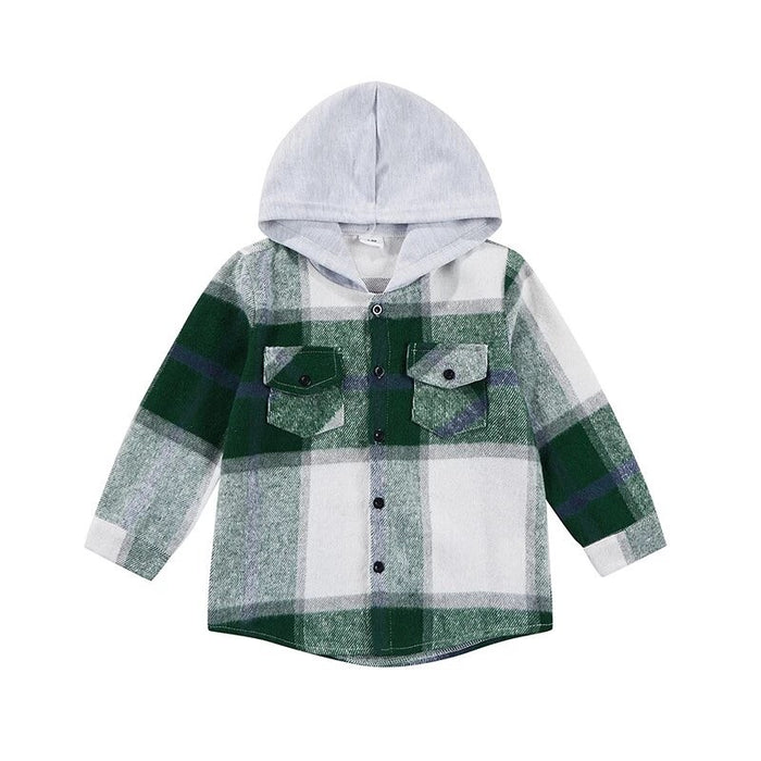 KIDS Plaid Hooded Shacket- Final Sale Shacket Mehers the Label- Tilden Co.