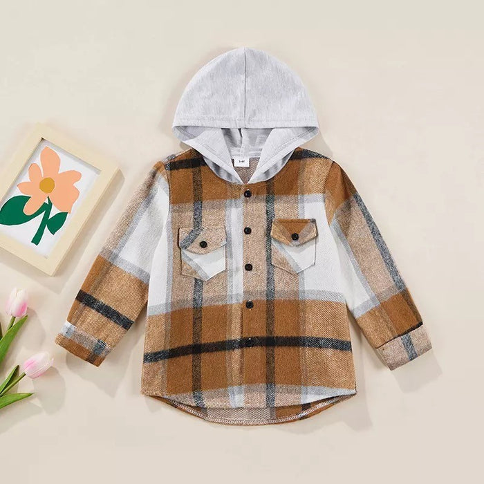 KIDS Plaid Hooded Shacket- Final Sale Shacket Mehers the Label- Tilden Co.