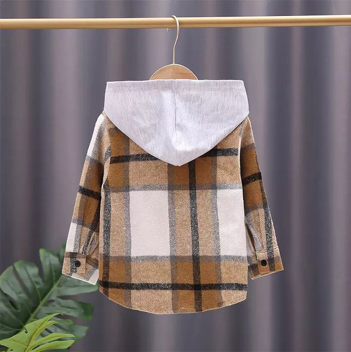 KIDS Plaid Hooded Shacket- Final Sale Shacket Mehers the Label- Tilden Co.