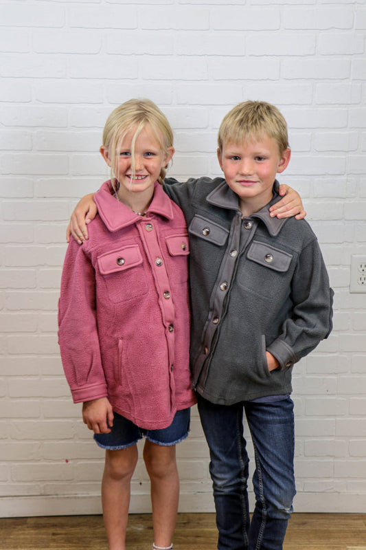 Kids Sherpa Jacket in Grey- Final Sale Jacket 12 PM by Mon Ami- Tilden Co.