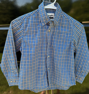 Kid's Wrangler RIATA - Button-up - Blue & White Plaid