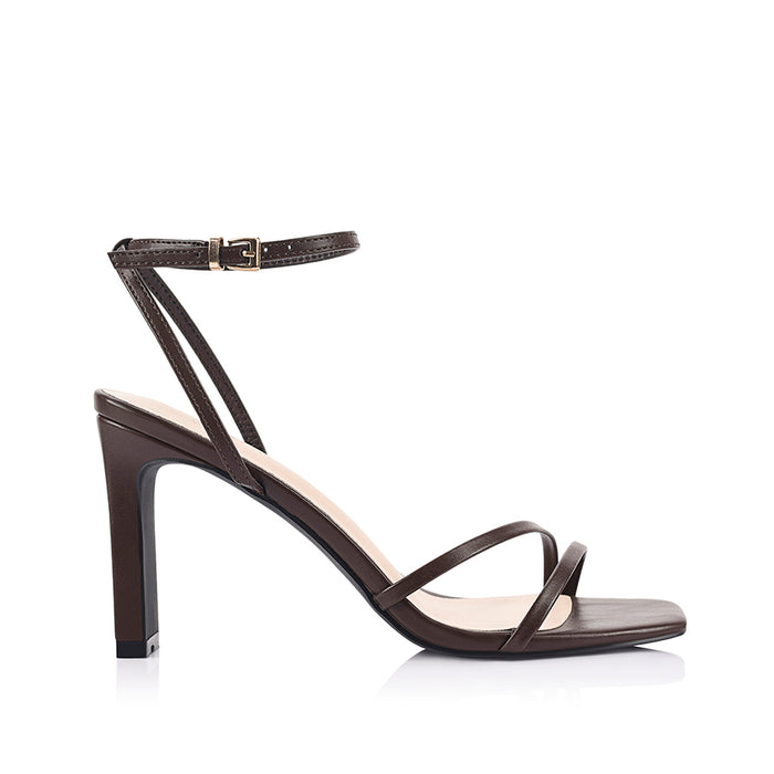 Kimmy Slim Strappy Heels - Chocolate Brown