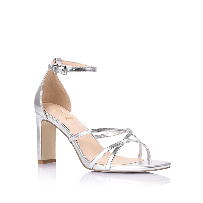 Kitty Block Heel Sandals - Silver