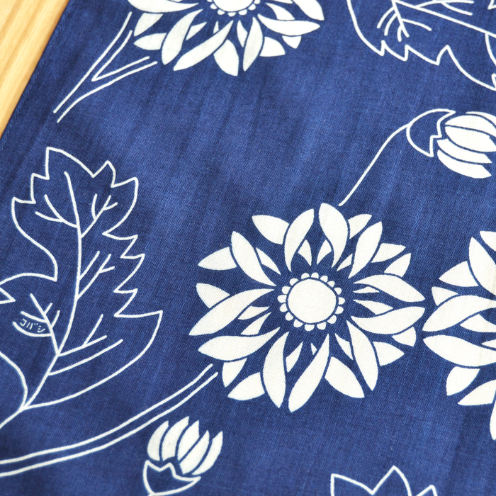 Kobashi Studio BN53IN Japanese Chrysanthemum Bandana- Indigo