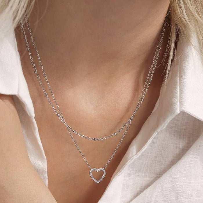 Layered Heart Necklace | 40NK9523 JOSSLYN by wall to wall- Tilden Co.
